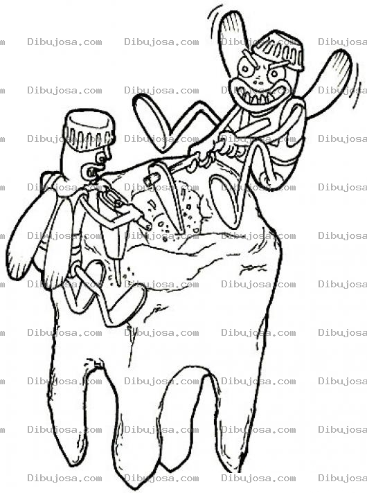 Dibujo para colorear Dibujo De Caries Arruinando Un Diente Para Pintar Y Colorear