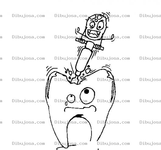 Dibujo para colorear Carie Arruinando Un Diente Que No Usa Pasta Colgate Para Pintar Y Colorear