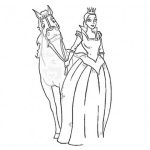 Dibujo para colorear Reina Con Caballo Para Pintar Y Colorear