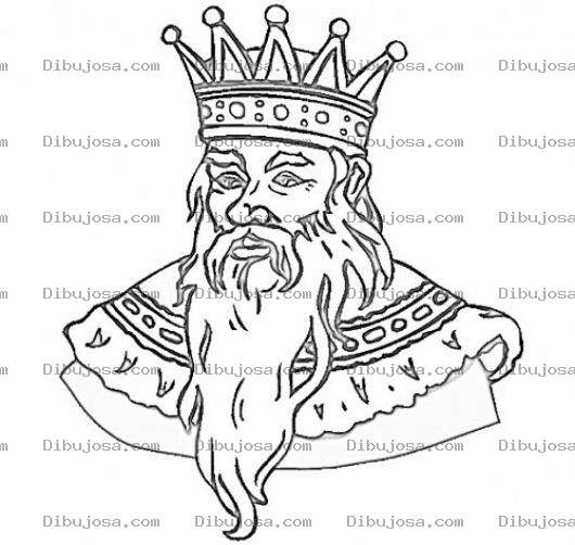 Dibujo para colorear Rey Barbudo Dibujo De Rey Con Una Gran Barba Larga Para Pintar Y Colorear