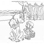 Dibujo para colorear Dibujo Del Lobo y la caperucita roja para pintar y colorear