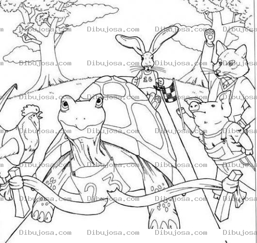 Dibujo para colorear La Tortuga Y La Liebre Dibujo De La Tortuga Ganandole A La Liebre Para Pintar Y Colorear A La Tortuga Llegando A La Meta