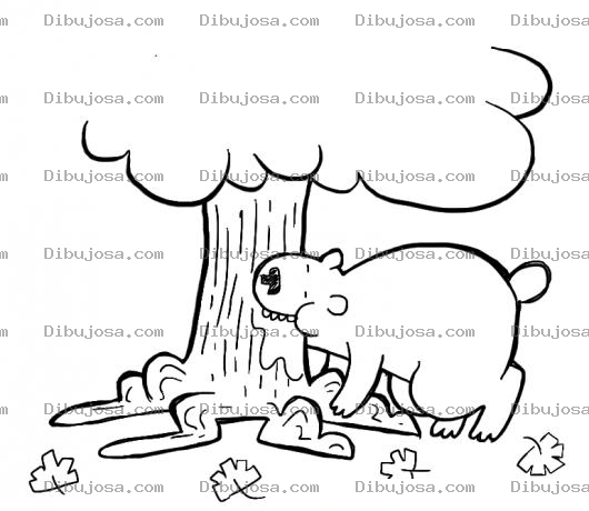 Dibujo para colorear Dibujo De Oso Mordiendo Un Arbol Para Pintar Y Colorear