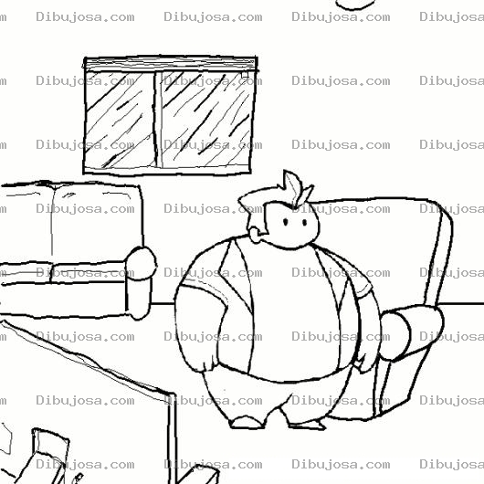 Dibujo para colorear Gordo En Sala Dibujo De Muchacho Gordo En Su Sala Para Pintar Y Colorear