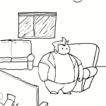 Dibujo para colorear Gordo En Sala Dibujo De Muchacho Gordo En Su Sala Para Pintar Y Colorear