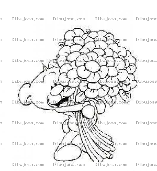Dibujo para colorear Colorear Osito con Flores