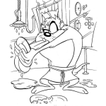 Dibujo para colorear Dibujo De Taz Quebrando Platos Para Pintar Y Colorear