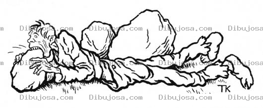 Dibujo para colorear Dibujo De Hombre Comiendo Rocas Para Pintar Y Colorear