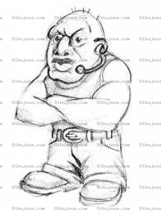 Dibujo para colorear Dibujo De Guardaespaldas Musculoso Y Feo Para Pintar Y Colorear