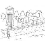 Dibujo para colorear Dibujo De Una Bomba De Agua Con Pozo Propio Para Pintar Y Colorear