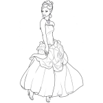 Dibujo para colorear Princesa Con Vestido Bonito Para Pintar Y Colorear