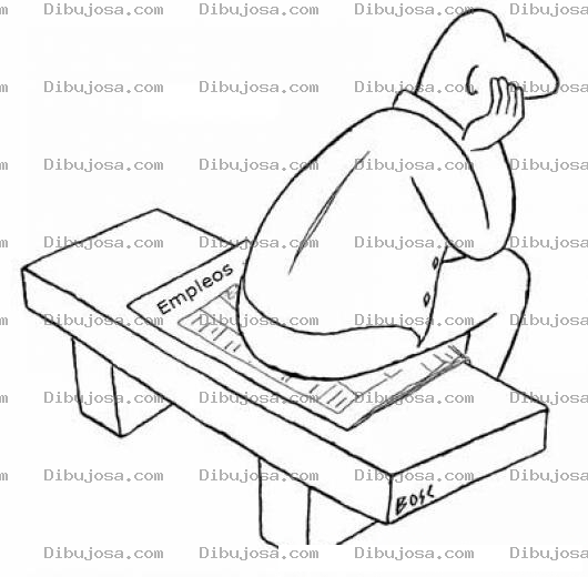 Dibujo para colorear Dibujo De Desempleado Sentado En Un Periodico Con Clasificados De Empleos