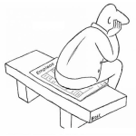 Dibujo para colorear Dibujo De Desempleado Sentado En Un Periodico Con Clasificados De Empleos