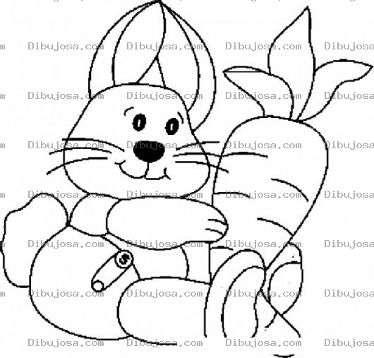 Dibujo para colorear Dibujo De Conejito Con Zanahoria Para Pintar Y Colorear