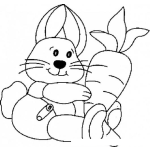 Dibujo para colorear Dibujo De Conejito Con Zanahoria Para Pintar Y Colorear