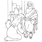 Dibujo para colorear Dibujo Biblico De La Mujer Lavando Los Pies De JESUS Para Pintar Y Colorear