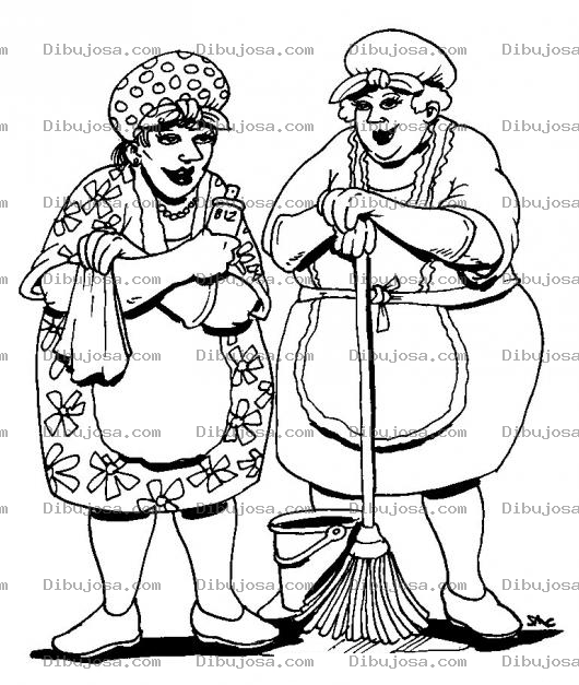 Dibujo para colorear Personal De Limpieza Dibujo De Mujeres Barrenderas Para Pintar Y Colorear