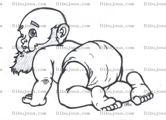 Dibujo para colorear Dibujo De Bebe Viejito Para Pintar Y Colorear Abuelito Barbudo Gateando Como Bebe Bebeviejito Viejitobebe