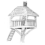 Dibujo para colorear Dibujo De Casa En Un Arbol Para Pintar Y Colorear