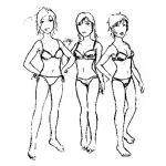 Dibujo para colorear Chicas En Ropa Interior Dibujo De Tres Mujeres En Bikini Para Pintar Y Colorear