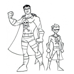 Dibujo para colorear Dibujo De Dos Super Heroes Para Pintar Y Colorear Heroe Grande Y Heroe Chiquito