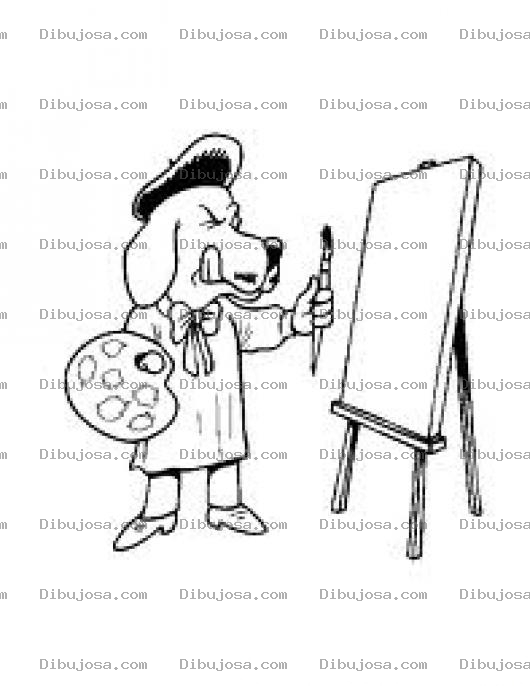 Dibujo para colorear Perro Pintor Dibujo De Perrito Artista Para Colorear