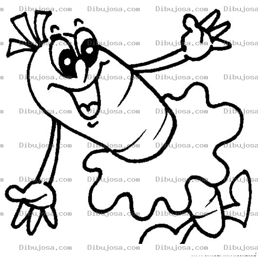 Dibujo para colorear Dibujo De Zanahoria Con Falda Para Pintar Y Colorear