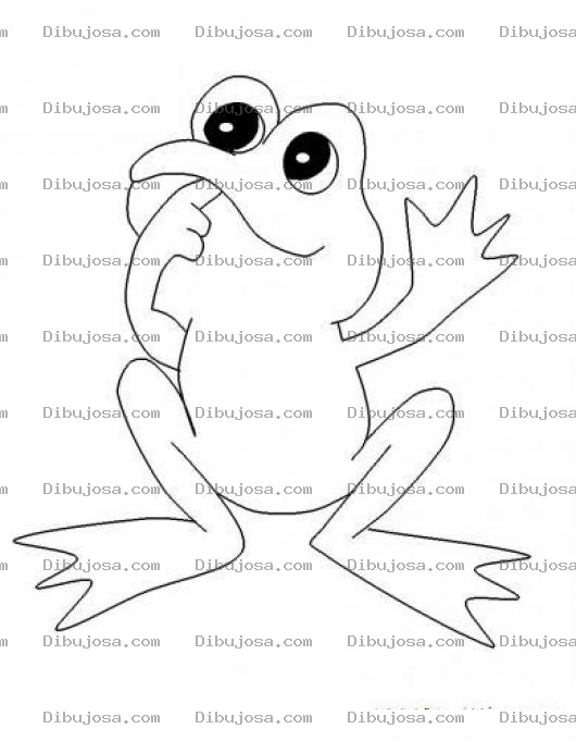 Dibujo para colorear Dibujo De Rana Con Dedo En La Boca Dudando Para Pintar Y Colorear