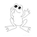 Dibujo para colorear Dibujo De Rana Con Dedo En La Boca Dudando Para Pintar Y Colorear