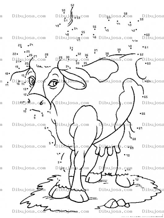Dibujo para colorear Dibujo De Unir Puntos Para Dibujar Y Colorear Una Vaca