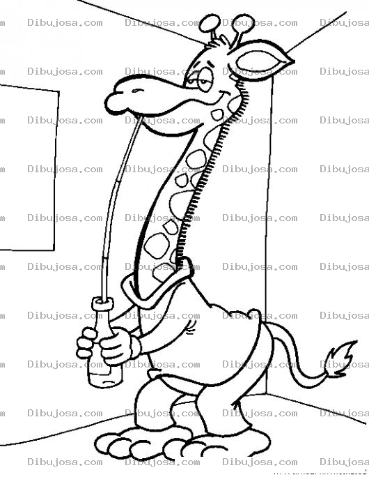 Dibujo para colorear Dibujo De Jirafa Tomando Un Refresco Con Popote Para Pintar Y Colorear Jirafa Tomando Cocacola Con Pajilla