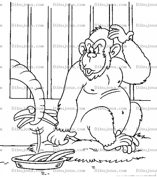 Dibujo para colorear Dibujo De Un Moco De Elefante Robandole Bananos A Un Mono Para Pintar Y Colorear
