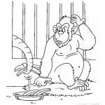 Dibujo para colorear Dibujo De Un Moco De Elefante Robandole Bananos A Un Mono Para Pintar Y Colorear