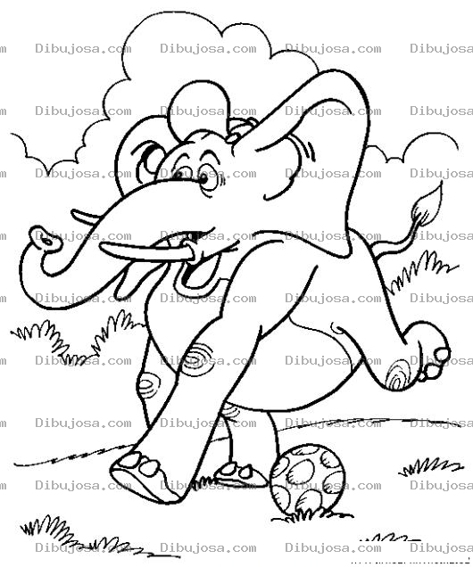 Dibujo para colorear Elefante Futbolista Dibujo De Elefante Jugando Futbol Para Pintar Y Colorear