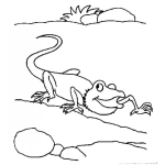 Dibujo para colorear Dibujo De Camaleon Caminando Por La Orilla De Un Rio Para Pintar Y Colorear