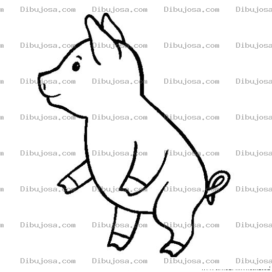 Dibujo para colorear Dibujo De Cerdo Parado En Dos Patas Para Pintar Y Colorear