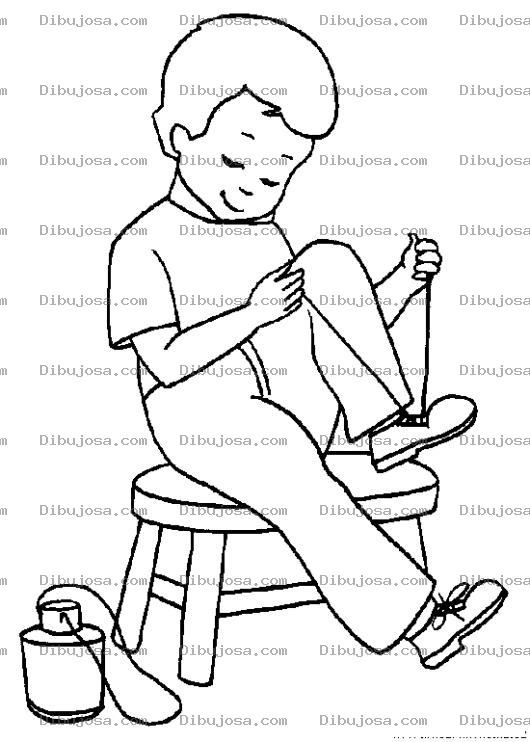 Dibujo para colorear Como Amarrarse Los Zapatos Dibujo De Nino Amarrandose Las Cintas De Los Zapatos Para Pintar Y Colorear Correas De Zapatos