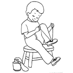 Dibujo para colorear Como Amarrarse Los Zapatos Dibujo De Nino Amarrandose Las Cintas De Los Zapatos Para Pintar Y Colorear Correas De Zapatos