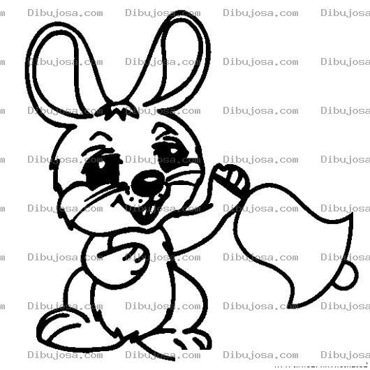 Dibujo para colorear Conejito Con Campana Para Pintar Y Colorear
