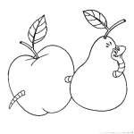 Dibujo para colorear Manzana Y Pera Engusanada Dibujo De Una Manzana Y Una Pera Atravesada Por Una Lombris Para Pintar Y Colorear
