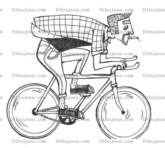 Dibujo para colorear Dibujo De Fumador En Bicicleta Para Pintar Y Colorear A Un Hombre Fumando En Bicicleta