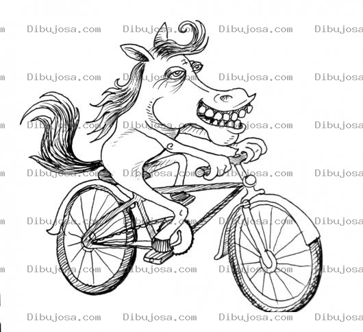 Dibujo para colorear Dibujo De Caballo Manejando Bicicleta Para Pintar Y Colorear
