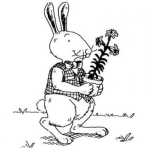 Dibujo para colorear Dibujo De Conejo Jardinero Xon Una Mazeta Para Pintar Y Colorear