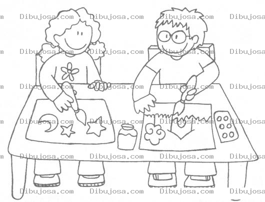 Dibujo para colorear Tareas Escolares Dibujo De Ninos Pintando Dibujos