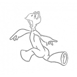 Dibujo para colorear Tortuga Desnuda Sin Caparazon Correindo Asustada Para Pintar Y Colorear