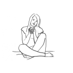 Dibujo para colorear Dibujo De Chica Tomando Te En Su Cama Para Pintar Y Colorear