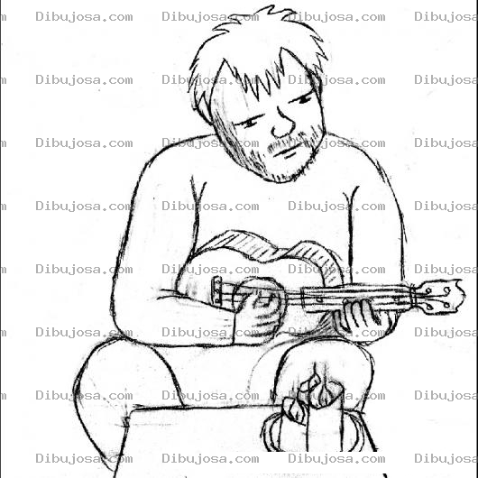 Dibujo para colorear Dibujo De Hombre Tocando Una Guitarrita Para Pintar Y Colorear