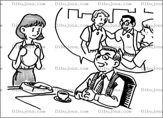 Dibujo para colorear Dibujo De Un Jefe Contando Una Historia De Su Juventud A Su Secretaria Para Pintar Y Colorear