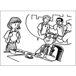 Dibujo para colorear Dibujo De Un Jefe Contando Una Historia De Su Juventud A Su Secretaria Para Pintar Y Colorear