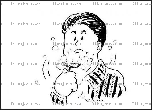 Dibujo para colorear Dibujo De Un Hombre Rasurandose Para Pintar Y Colorear Hombre Con Rasuradora Y Espuma Para Rasurar
